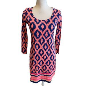 Lilly Pulitzer Little Fish Pima Cotton Beacon T Shirt Dress XS‎ Pink Blue EUC